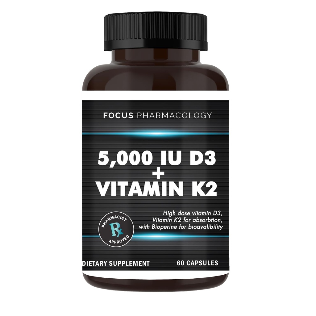 5,000 IU Vitamin D3 with Vitamin K2-60 Capsules