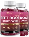 WEEVIT Beet Root Gummies, Nitric Oxide Supplement for Men, Women with CoQ10, Grape Seed, Hawthorn, Hibiscus | Antioxidant & Circulation Support, Non-GMO, Sugar Free