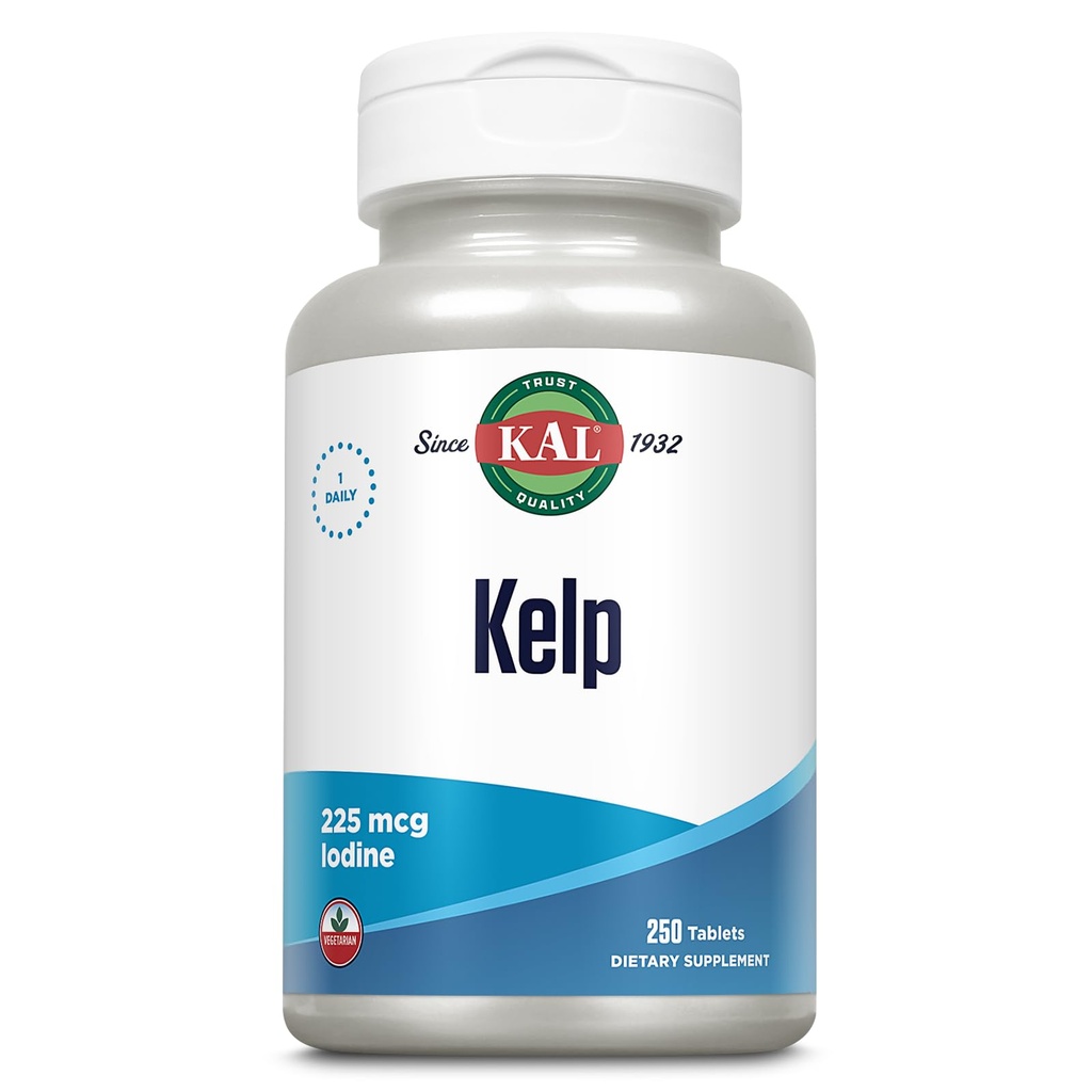 KAL 225 Mcg Kelp Iodine Tablets, 250 Count