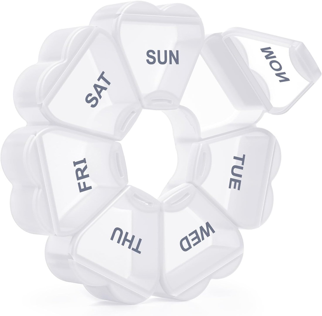Stor Ugentlig Pill Organizer, Pill Box 7 Dag, KAPENS Daily Vitamin Case Stor kapacitet Compartments, Pill Containers for Fish Oil Medicine Kosttilskud, Hvid