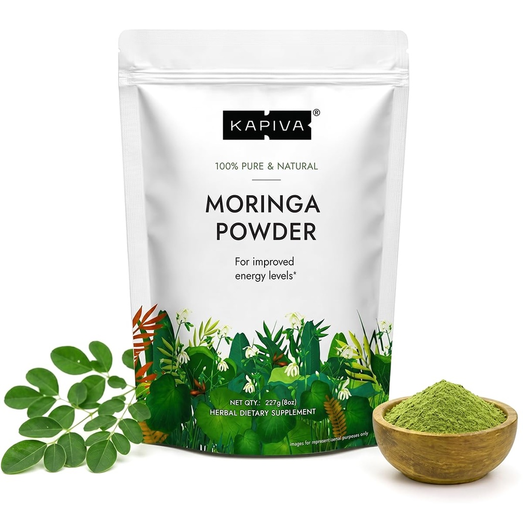 Kapiva Moringa Powder 8 oz | Pure Moringa Oleifera Leaf Powder | Natural Superfood Powder | Authentic Indian Origin | Gluten Free, Non-GMO | Smoothies, Juices & Daily Wellness