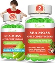 2 แพค Apple Cipder Linegar Gammies, ACV กับซี มอสส์ กัสส์ สําหรับ Matyboliumis, Digestion, Deatox, Gat & Imumun Health, Apple Flavred - 120 Count