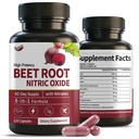 (120 Counts) Beet Root Capsules | with L-Arginine,L-Citrulline CoQ10, Turmeric, Hawthorn Berry | Nitric Oxide Supplement | 60 Days Supply