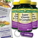 Spring Valley Super Vitamin B-Complex Tablets Metabolism Support 100 Ct 3 pk (300 Total) + Vitamin Vitality & Pill Container (5 Items)!