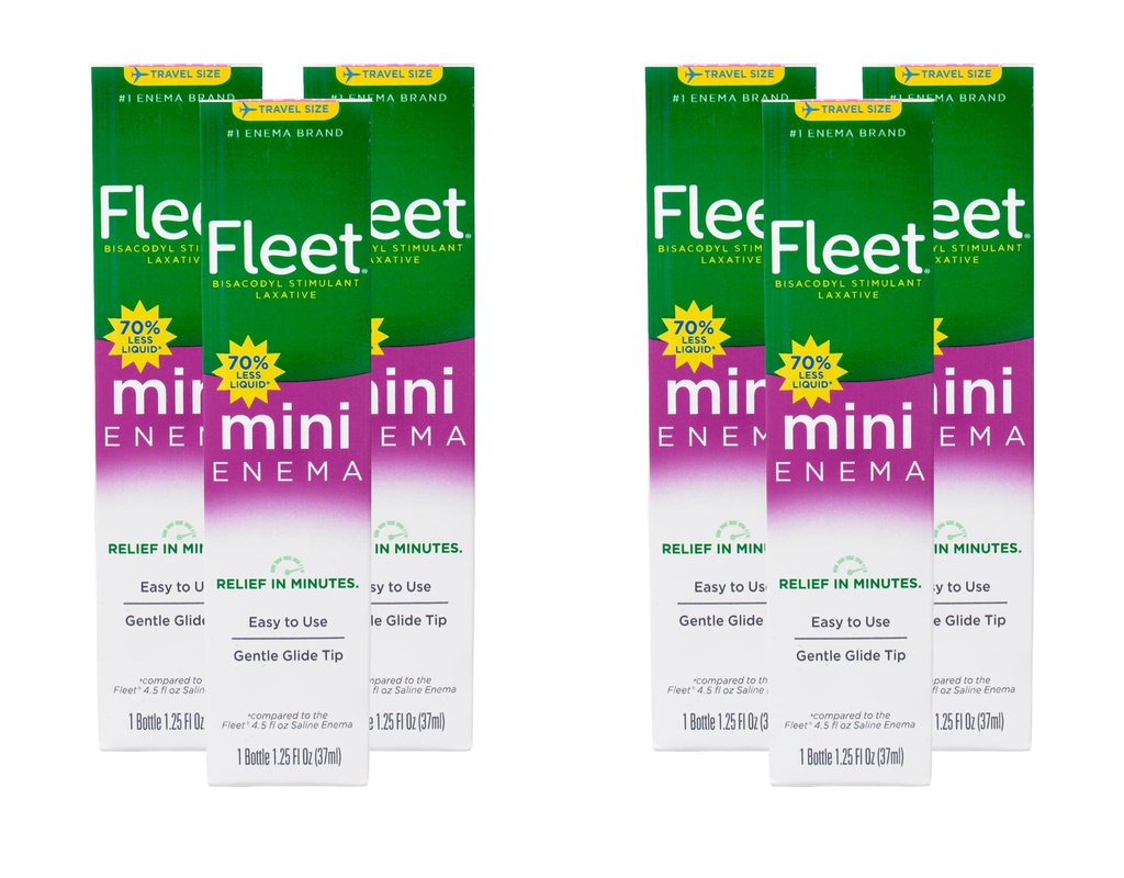 Fleet Laxative Bisacodyl Enema for Adult Constipation | 1.25 Fl Oz | Pack of 6