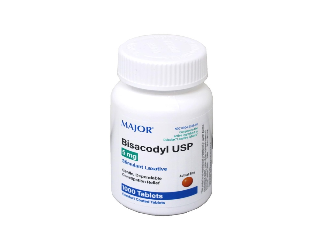 MAJOR Laxative Bisacodyl 5 mg 1000 Tabs - (Pack of 2)