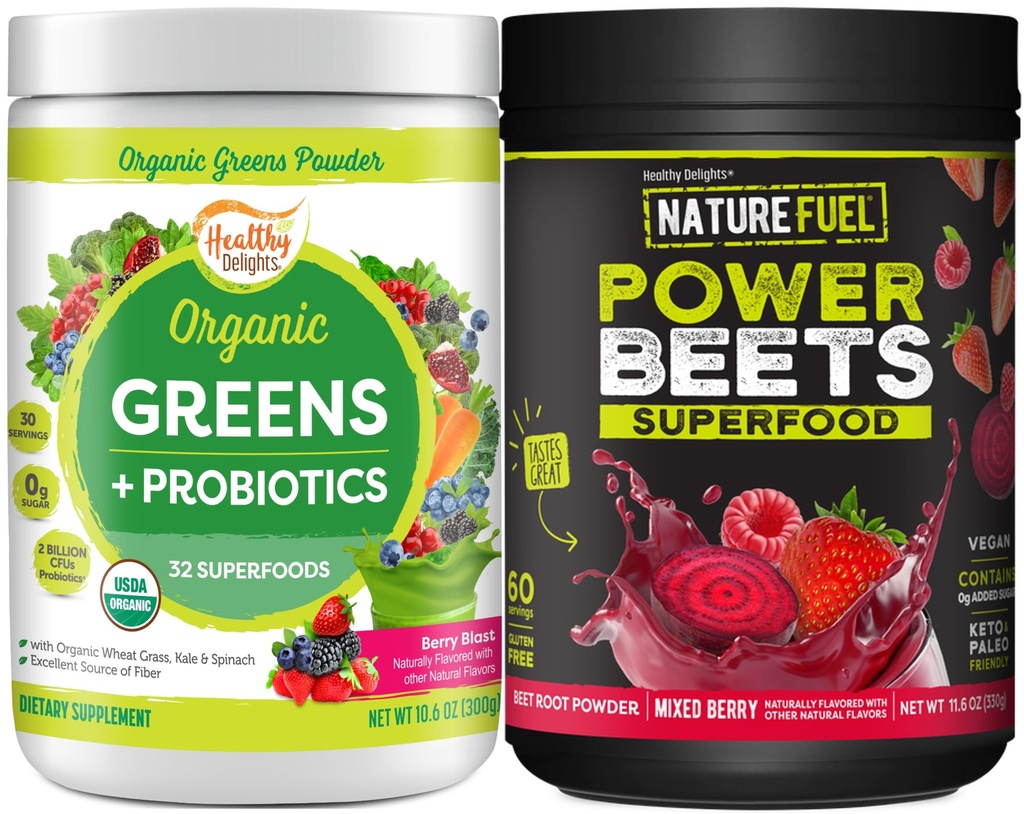 Healthy Delights Bundle Berry Flavor: Nature Fuel Power Beets Powder, Natural Energy & Stamina, 60 Servings (Packaging May Vary) Naturally Boost Energy, USDA Organic, 30 Servings
