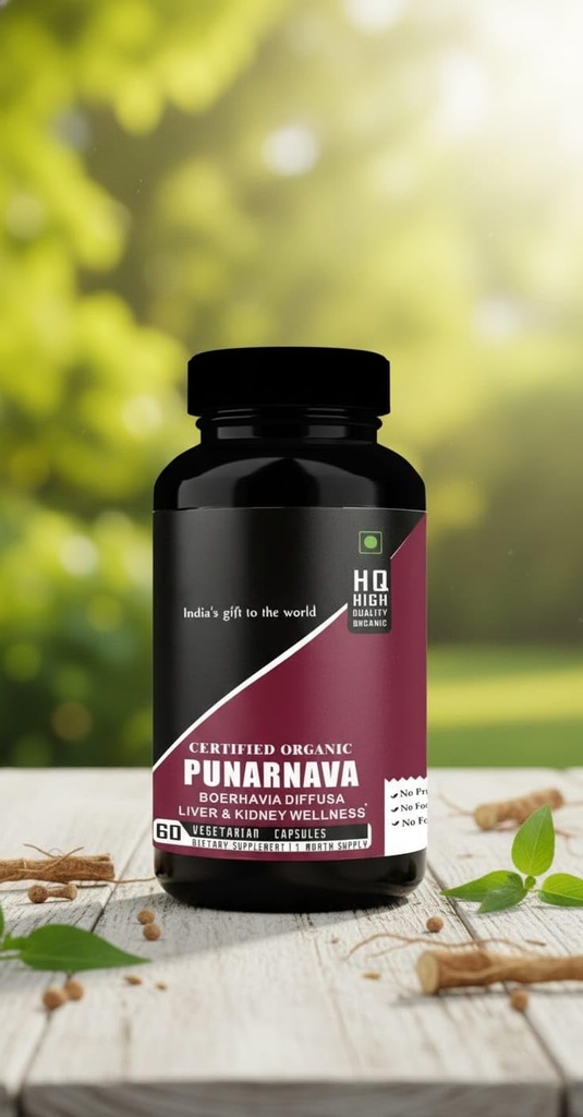 Dr JPs Organic Punarnava Capsules | Boerhavia Diffusa | for Liver & Urinary Wellness 60 Veg.Capsules | | India Organic Certified. (Pack of 1)