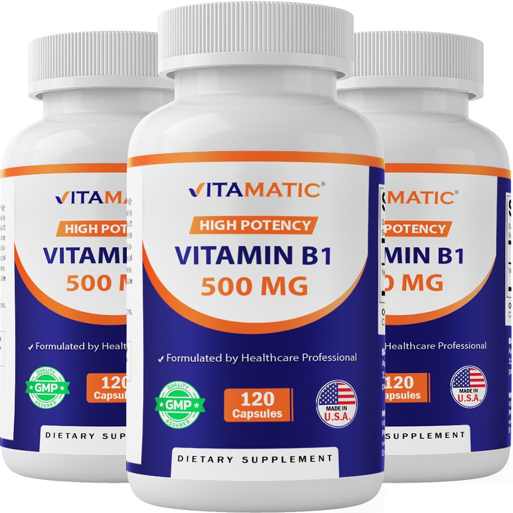 Vitamatic Vitamin B1 (Thiamine) 500mg – 3 Pack (360 Capsules Total)