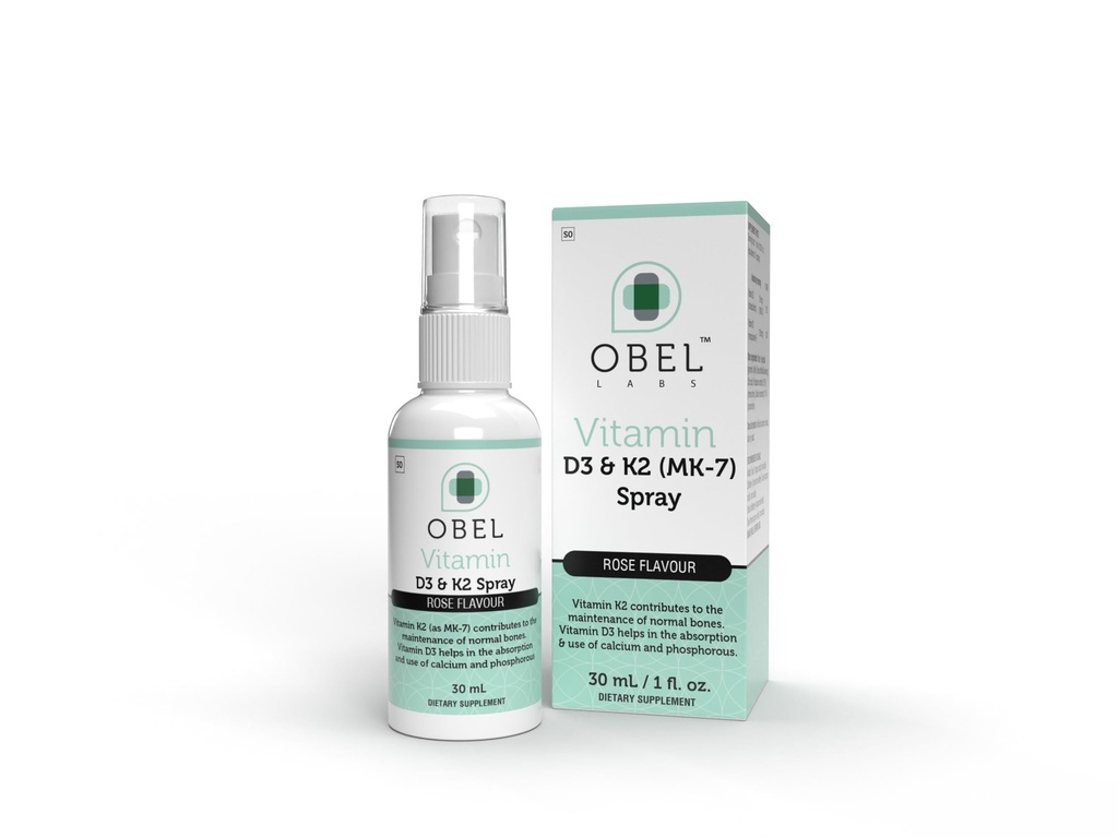 obel Vitamin D3 and K2 Spray | Bone Maintenance | Calcium Adsorption Assistance | Convenient Spray delivery