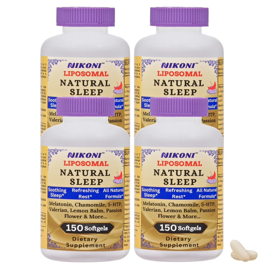 Nikoni Liposomal Natural Sleep Aid Supplement, Supports Natural and Soothing Sleep -600 Softgels