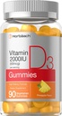Horbäach Vitamiin D3 2000iu Gummies | 90 Count | Taimetoitlane | Ananassimaitse | 50 mcg | Mitte-GMO, Gluteenivaba D-vitamiini lisand