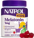 Natrol Kids Melatonin Gumies 1 mg, Children 's Melatonin for Sunful Sleep, 60 Raspberry- Ízesített Alvó Gumies, 60 napos ellátás