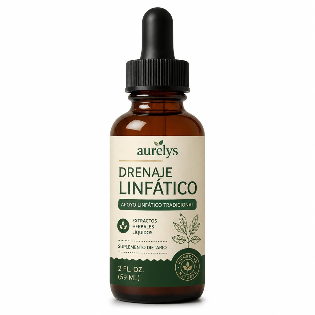 Aurelys Gotas de Bienestar para Drenaje Linfático, Apoyo al sistema linfático, sistema inmunitario, mezclas de hierbas naturales, vegano y sin OGM (59 ml / 2 oz líquidas)