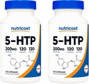 Nutricost 5- HTP 200mg, 120 Kapsułki wegetariańskie (5- Hydroxytryptofan) - Non-GMO & Gluten Free (2 butelki)