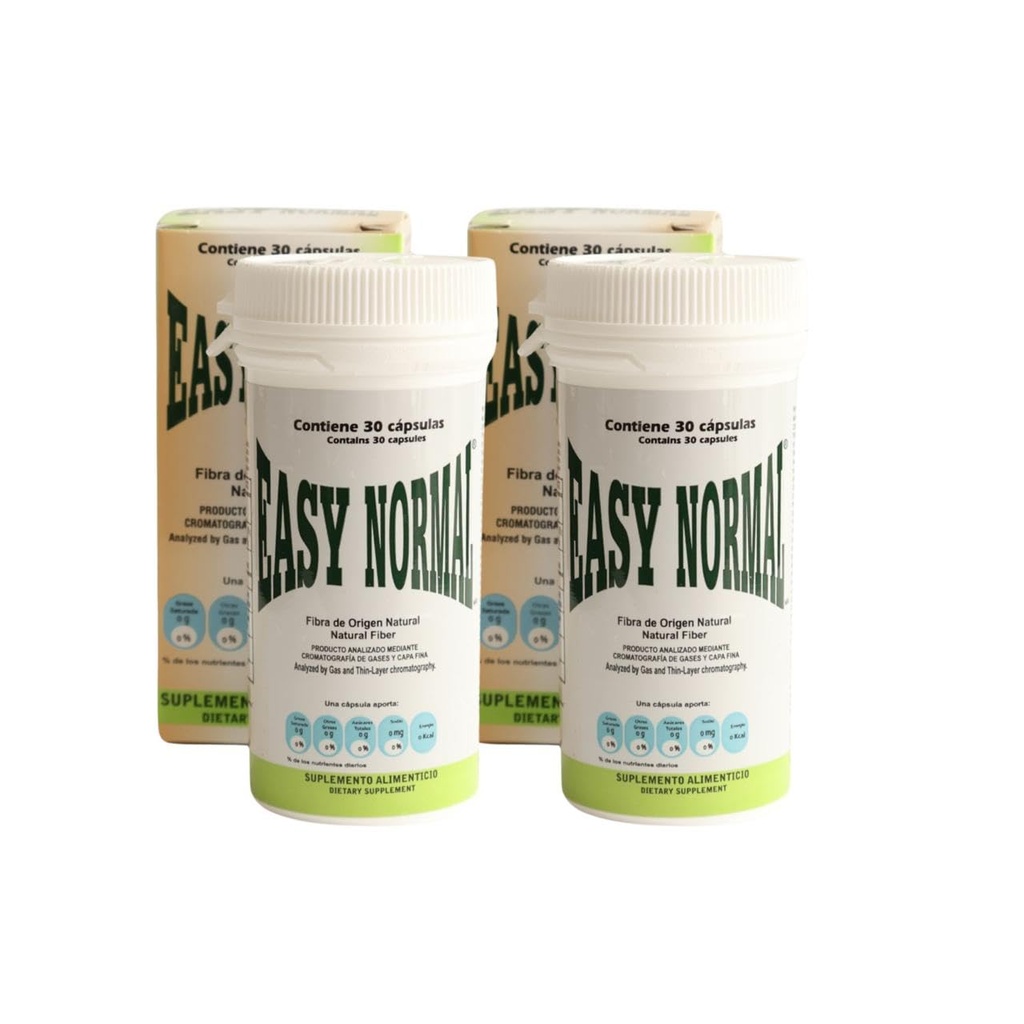 Easy Normal by Easy Figure | 2-Pack Natural Fiber Capsules (30 Each) | Apoyo Digestivo Natural | 60 Capsules Total