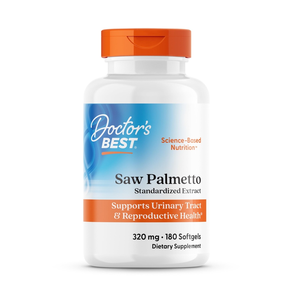 Doctor's Best Saw Palmetto Extract Supplement for Men & Women- Prostate Function & Urinary Tract Support, Hair Health Support, Saw Palmetto Herb 320 mg, Non GMO, Gluten Free, Soy Free- 180 Ct Softgels