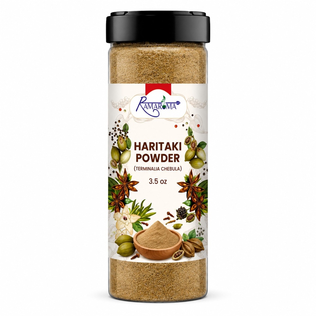 Premium Haritaki Powder 3.5 oz (Terminalia Chebula) – Fine Ground Herbal Powder for Tea, Herbal Blends, Daily Wellness Routines & Traditional Ayurvedic Use –Fresh Aroma, Small Batch Packed