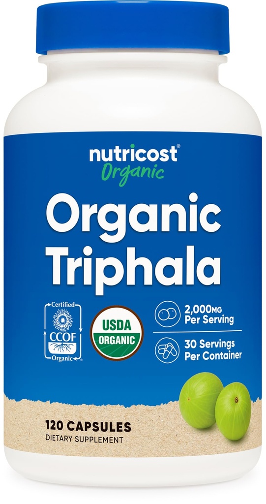 Nutricost Organic Triphala (2,000mg) 120 Capsules - USDA Organic, CCOF Certified, Herbal Supplement, Vegan, GMO-Free, Gluten-Free, 30 Servings