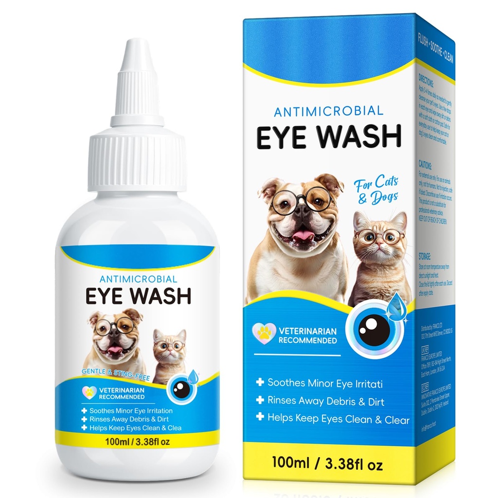 Daiasns Cataract Drops for Dogs, Eye Drops for Eye Infection Treatment, Relieving Itching & Irritation, Vet-Recommended Pink Eyes and Tear Stain Cleaner for Dogs and Cats - 3.38oz