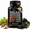 8-in-1 Shilajit Supplement with Ashwagandha, Rhodiola Rosea, Panax Ginseng and Ginkgo Biloba - 700mg Per Serving, 60 Veggie Capsules