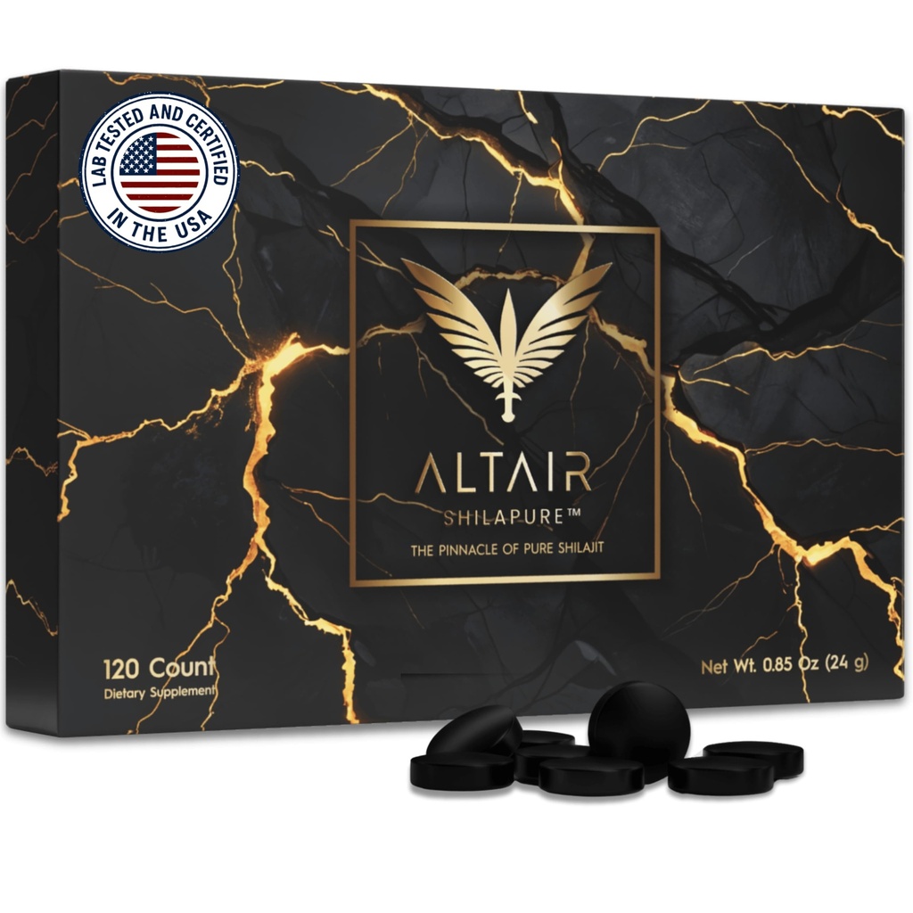 Altair Shilapure 100% Pure Shilajit Tablets | 24,000MG | More Effective Than Resin & Capsules | 85+ Trace Minerals from 17,000 FT | Lab Tested for Purity | 120 Tablets | 4 Month Supply