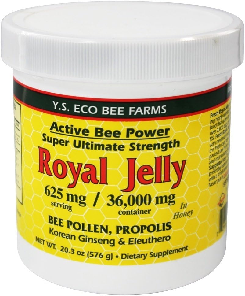 Jelly Royal frais + Pollen d'abeilles, Propolis, Ginseng, Miel Mix - 36.000mg Y.S. Org 20.3 oz