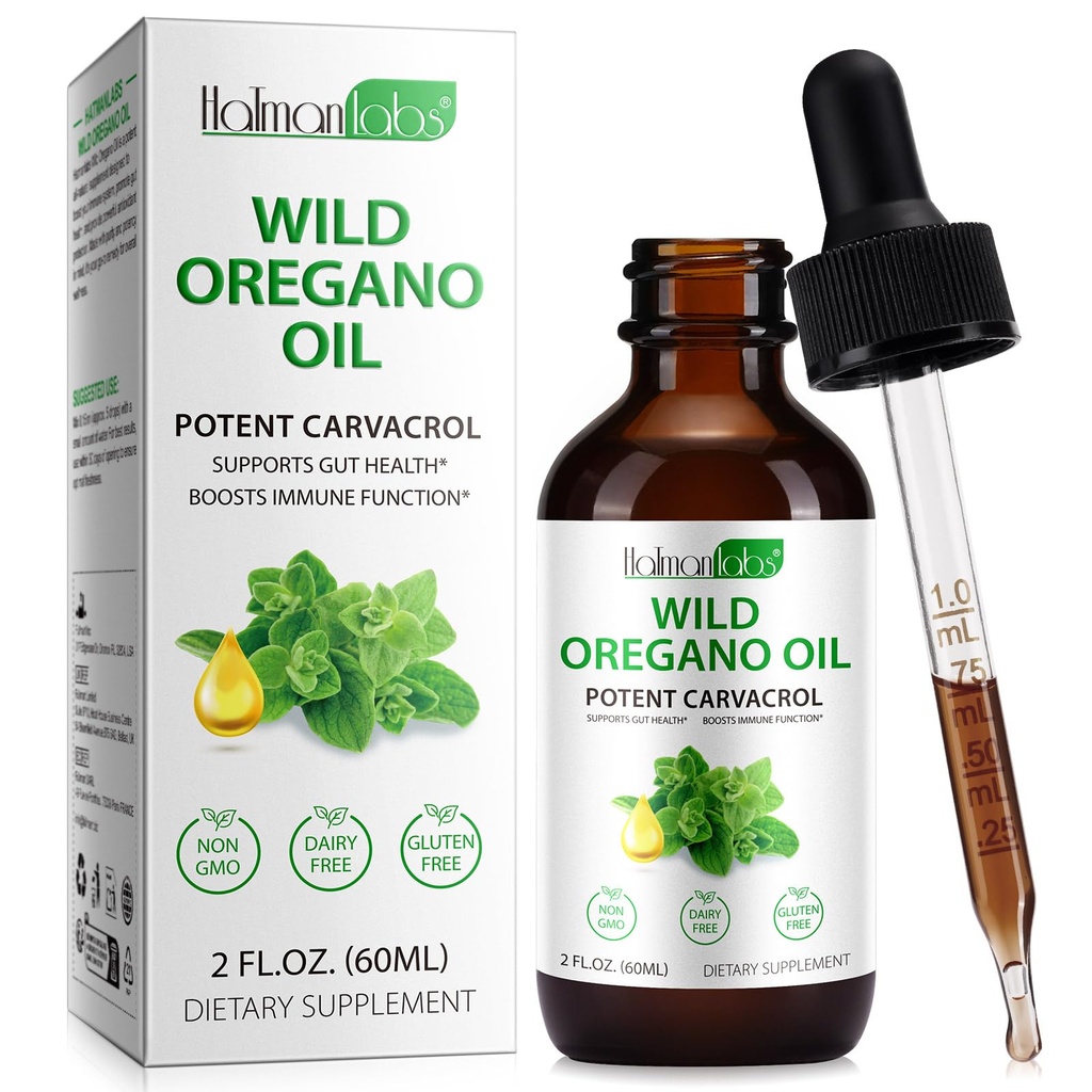 Organic Oregano Oil Liquid Drops, Natural Herbal Supplement with Oil of Oregano Drops, Immune, Digestive Support & Energy, Non-GMO, Gluten Free, 2 FL OZ