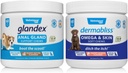 VETNIQUE Dermabliss Omega & Skin Supplement Chews for Dogs (60ct) & Glandex Anal Gland Support Maapähklivõi Pehmed närid koertele (60ct) Bundle