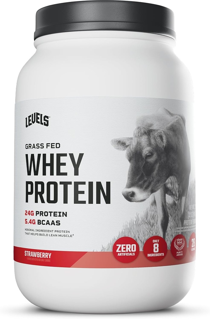 Livelli Grass Fed Whey Protein Polvere, nessun artificiale, 24G di proteine, fragola, 2LB