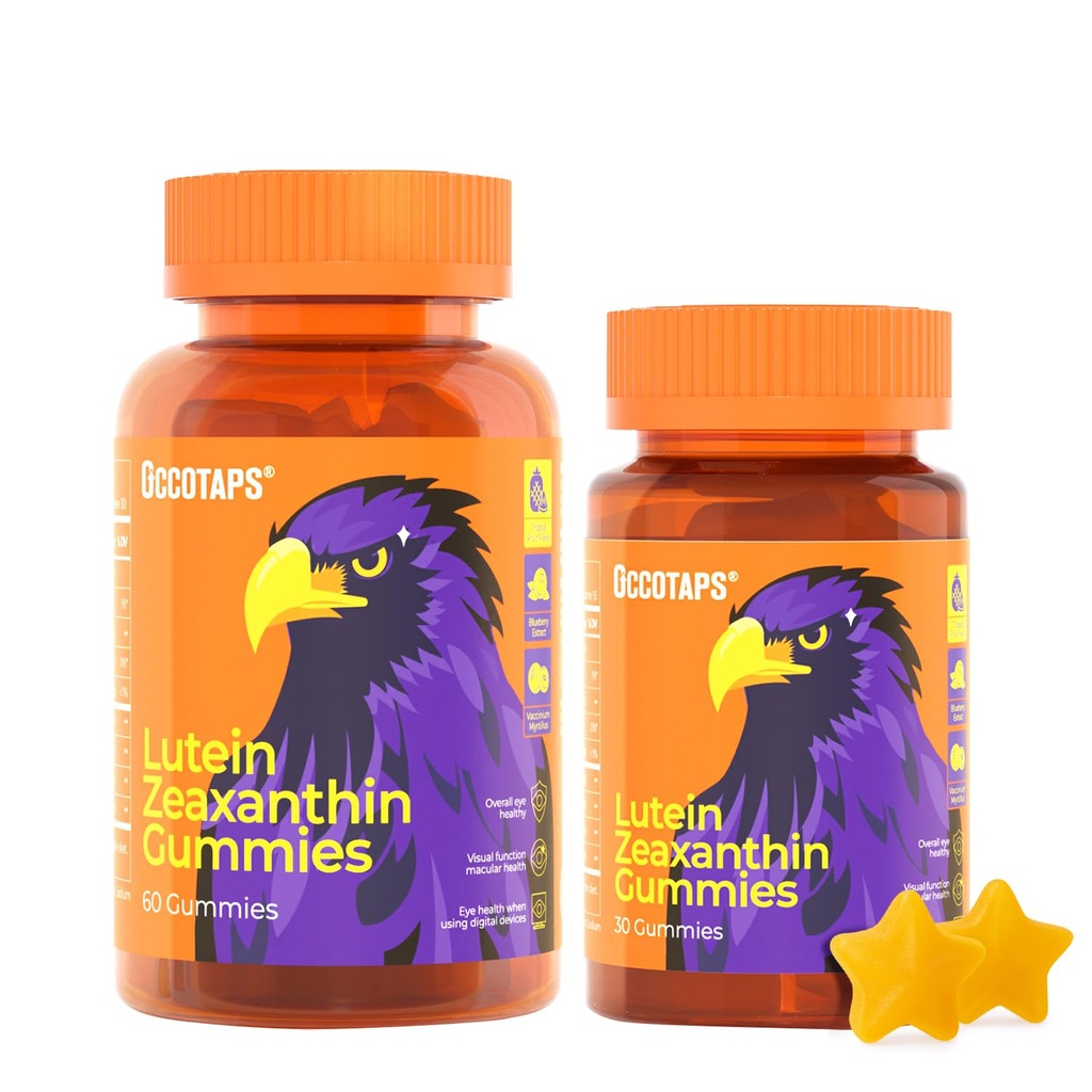 Lutein & Zeaxanthin Eye Vitamins Gummies for Daily Eye Health – 20mg Lutein, Sugar-Free, High-Potency Gummy with Bilberry Extract, Blue Light Support, Star-Shaped Gummies, 90 Count