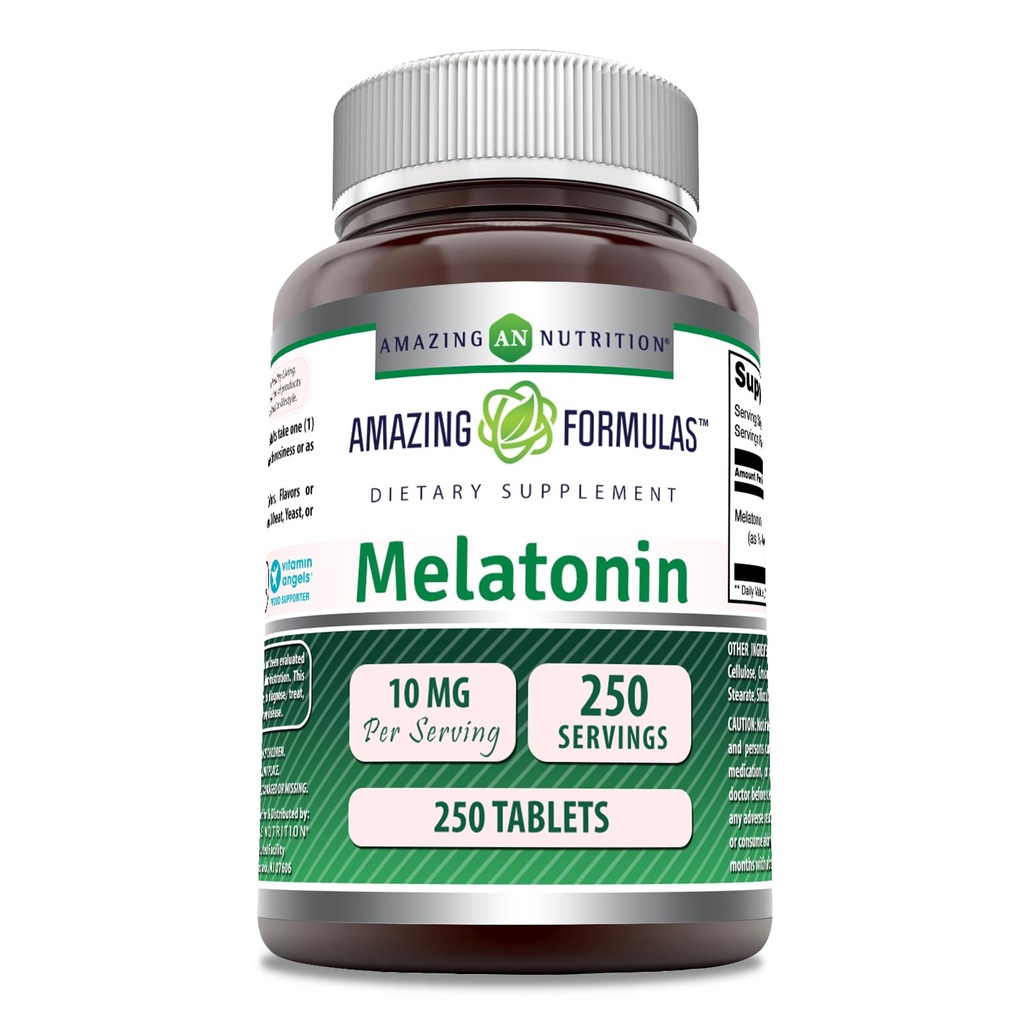 Amazing Formulas Melatonin Supplement | 10 Mg Per Serving | 250 Tablets | Non GMO | Gluten Free | Made in USA