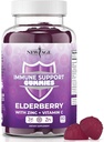 NAUJAS AMŽIUS Imuninė sistema Parama gumikai - Sambucus Black Elderberry Gummies su vitaminu C ir cinko (Imuninė parama 60 Gummies)