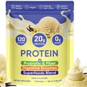 Venture Pal Vanilla Plant Protein, 20g Vegan Protein Powder with Digestive Enzymes, Fiber & 9B CFU Probiotics - Easy to Digest | Non-GMO | 20 Servings