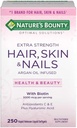 Capelli Bounty della natura e chiodi 5000 mcg di Biotina - 250 compresse rivestite Regolare & Extra Forza (Extra Strength, Due Bottiglie ciascuno di 250 Softgels)