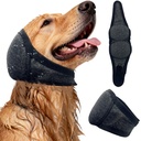 NEW Dog Ear Muffs Noise Protection Anxiety Relief for Fireworks Thunder, No Flap Ear Wrap Ear Covers for Bathing Swimming Grooming, Waterproof Elastic Adjustable Dog Snood Comfortable & Quiet(Grey, L)