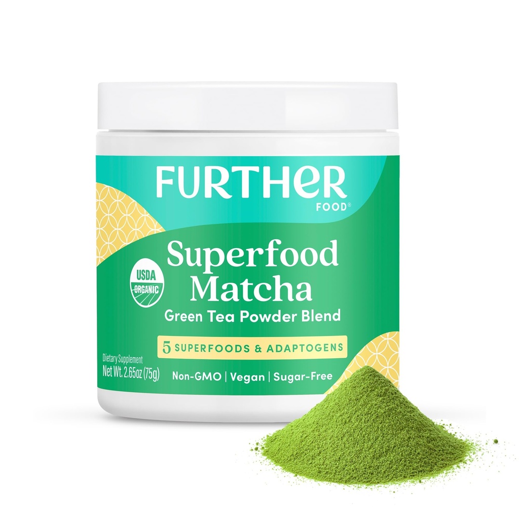 Further Food Premium Matcha Green Tea Powder USDA Organic Japanese Matcha Powder, Natural Energy + Focus + Boost Immune System, Antioxidant Plant-Based Detox Superfood (30 Servings)