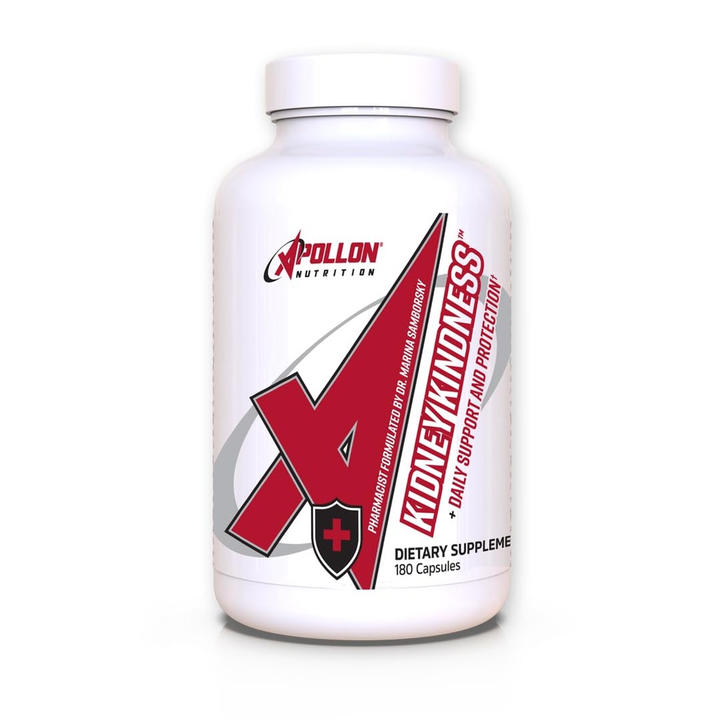 Apollon Nutrition Kidney Kindness – Comprehensive Kidney Support & Protection | Moringa, NAC, Cranberry | PharmD Formulated | 180 Capsules (30 Servings)
