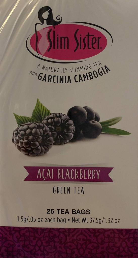 Acai Blackbery Naturally Slimming Green Tea with Garcinia Cambogia, box of 25 tea bags