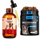 Dog Vitamins and Supplements Multivitamin Chewable 150 pcs with Wild Alaskan Salmon Oil for Dogs & Cats 8.5 oz - Omega 3, Glucosamine & Probiotics for Skin & Joint Support
