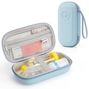 Asthma Inhaler Portable Case for Adults, Kids & Seniors - Multi-Zone Lining for Inhaler/Spacer/Emergency Meds, Waterproof PU & Travel-Ready with Mesh Pocket, Blue (Only Case)
