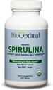 BioOptimal Organic Spirulina Tablets - Organic, Non-GMO, No Additives or Fillers - 500mg Premium Quality Suplemento dietético con vitaminas, minerales, antioxidantes (240 Tablets)