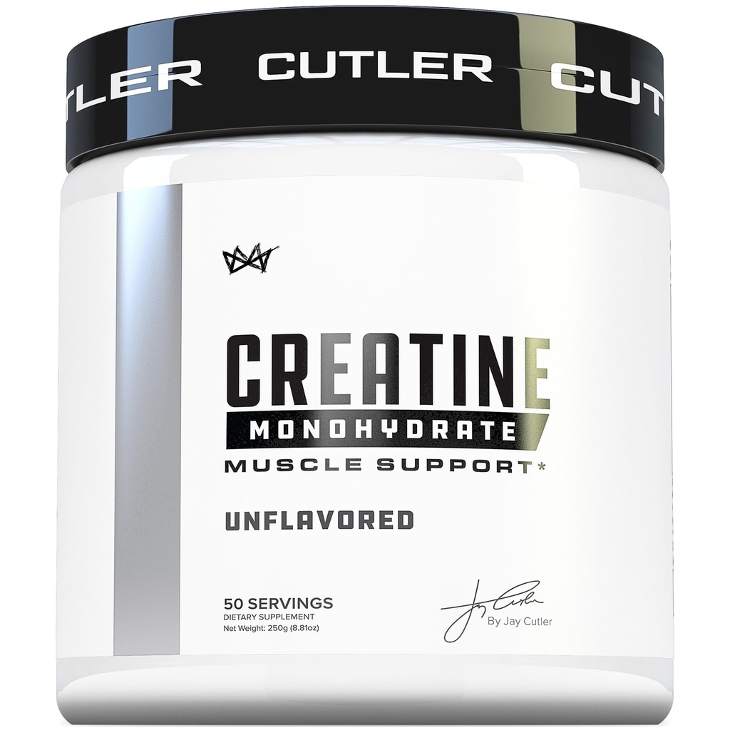 Cutler Nutrition Pure Creatine Monohydrate - 5g Per Serving 50 Servings - Premium Muscle Builder Enhances Strength Performance & Recovery - Unflavored for Easy Mixing