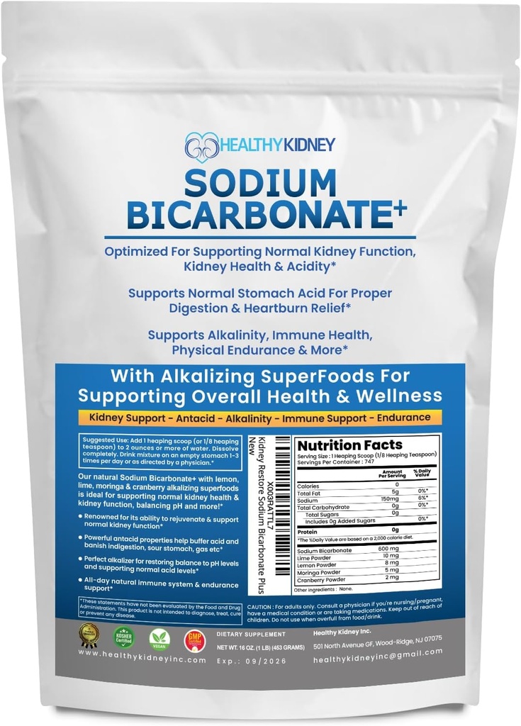Gunakan Sodium Bikarbonat Tambahan Alkali untuk Alkalitas. Dukung Kidneys & Perut Acid Neutralizer w / Alkali Superfood. Sodium Bicardiate Powder Ginny Imune Dukung Antax Sport 1LB