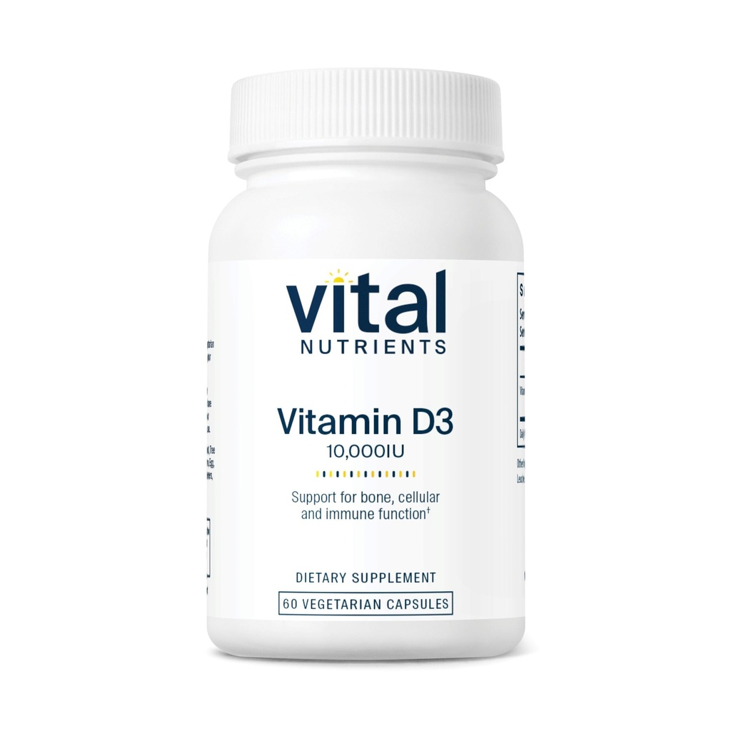 Vital Nutrients Vitamin D 10000 IU - Vitamin D3 Supplement - Healthy Bones, Teeth, Muscles*- Cellular & Immune Function - Calcium Absorption - Gluten, Dairy and Soy Free - 60 Capsules