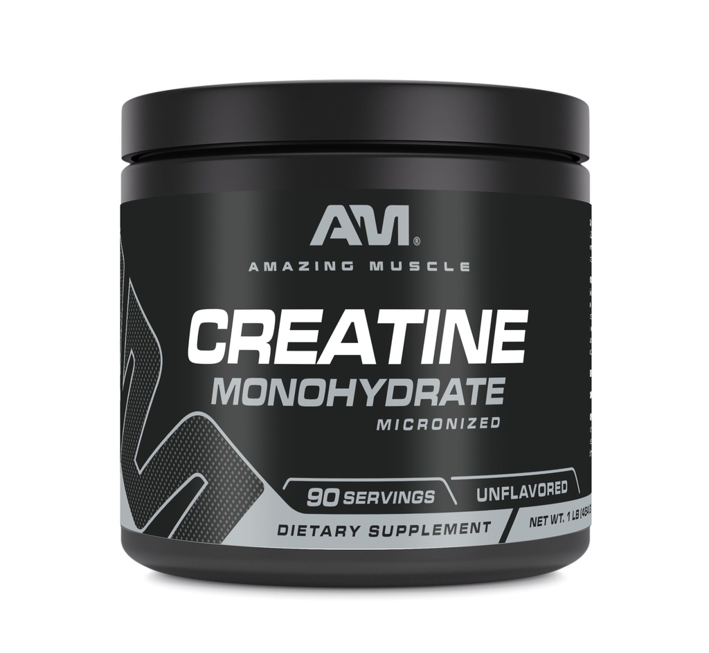 Amazing Muscle Micronized Creatine Monohydrate | 90 Servings | 5000 Mg per Serving | 1 Lb (454 Grams) | Ideal Pre & Post Workout Supplement | Unflavored (1 Pack, 1 Lb | Unflavored)