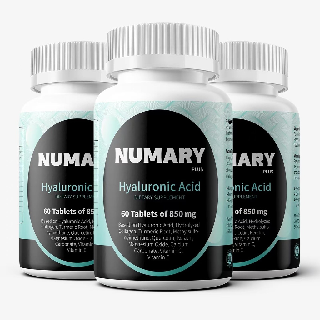Hyaluronic Acid, with Hydrolyzed Collagen MSM, Turmeric, Vitamin C, 180 Tablets, 6 Month Supply