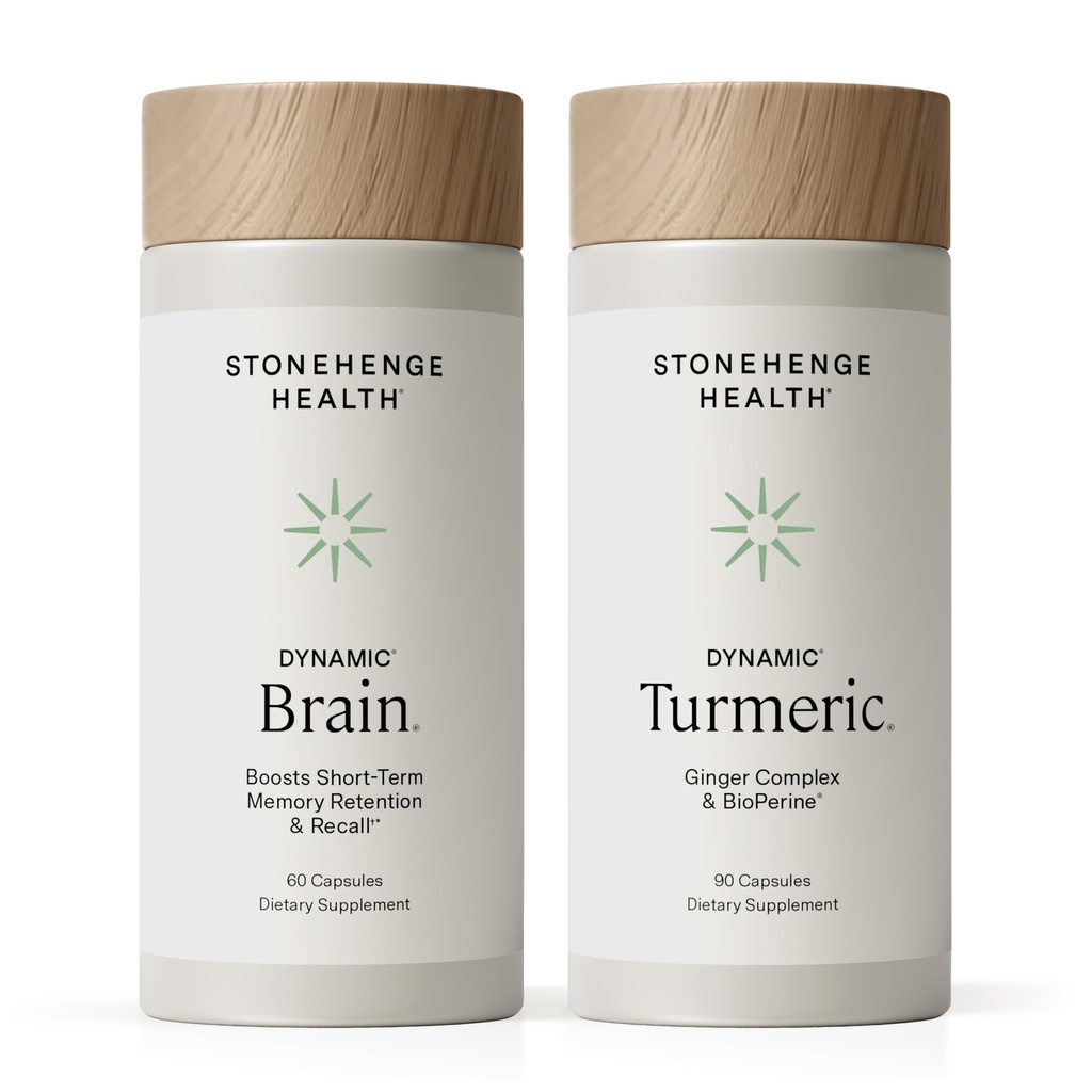 Stonehenge Health Dynamic Brain + Dynamic Turmeric Bundle Supports: Memory Acquisition, Retention, & Recall