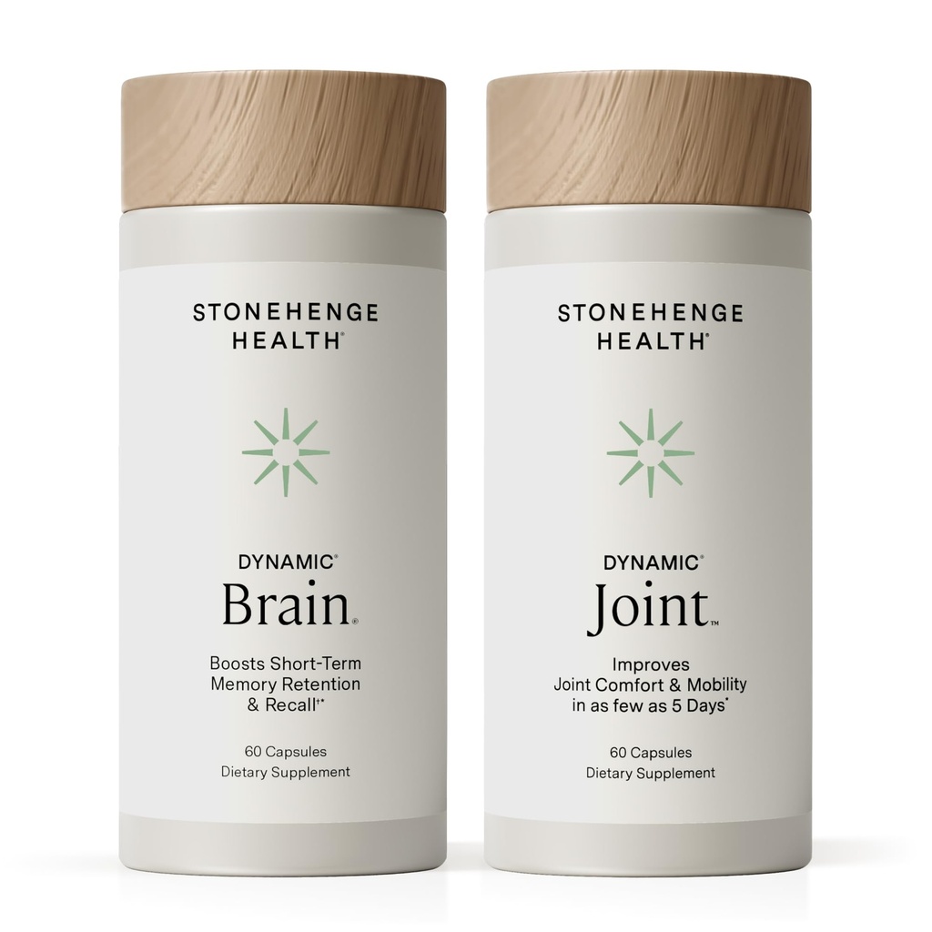 Stonehenge Health Dynamic Joint + Dynamic Brain Bundle Supplement Supports Comfort, Mobility, Flexibility + Memory Acquisition and Retention