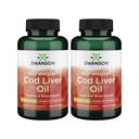 Swanson Cod Liver Oil - Wellness Supplement Promoting Bone, Skin Health, Vision Support & Immune System Function w/High Absorption Vitamin A - (180 Softgels, 350mg Each) 2 Pack